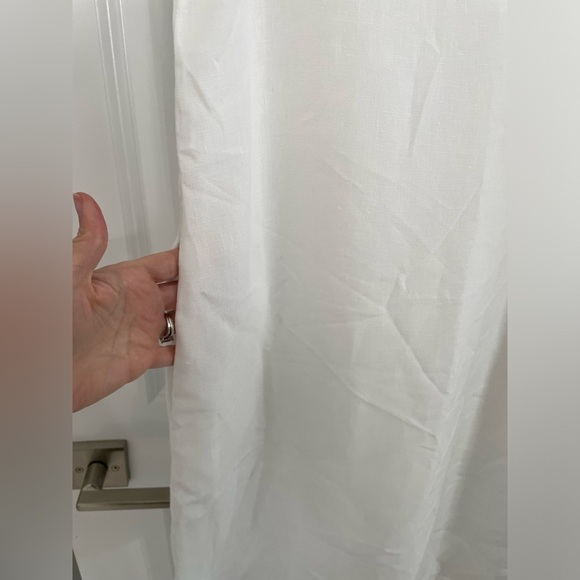 sauths White 100% linen Nida Dress with pockets size Small Coastal Luxury 14 - Picture 3 of 8